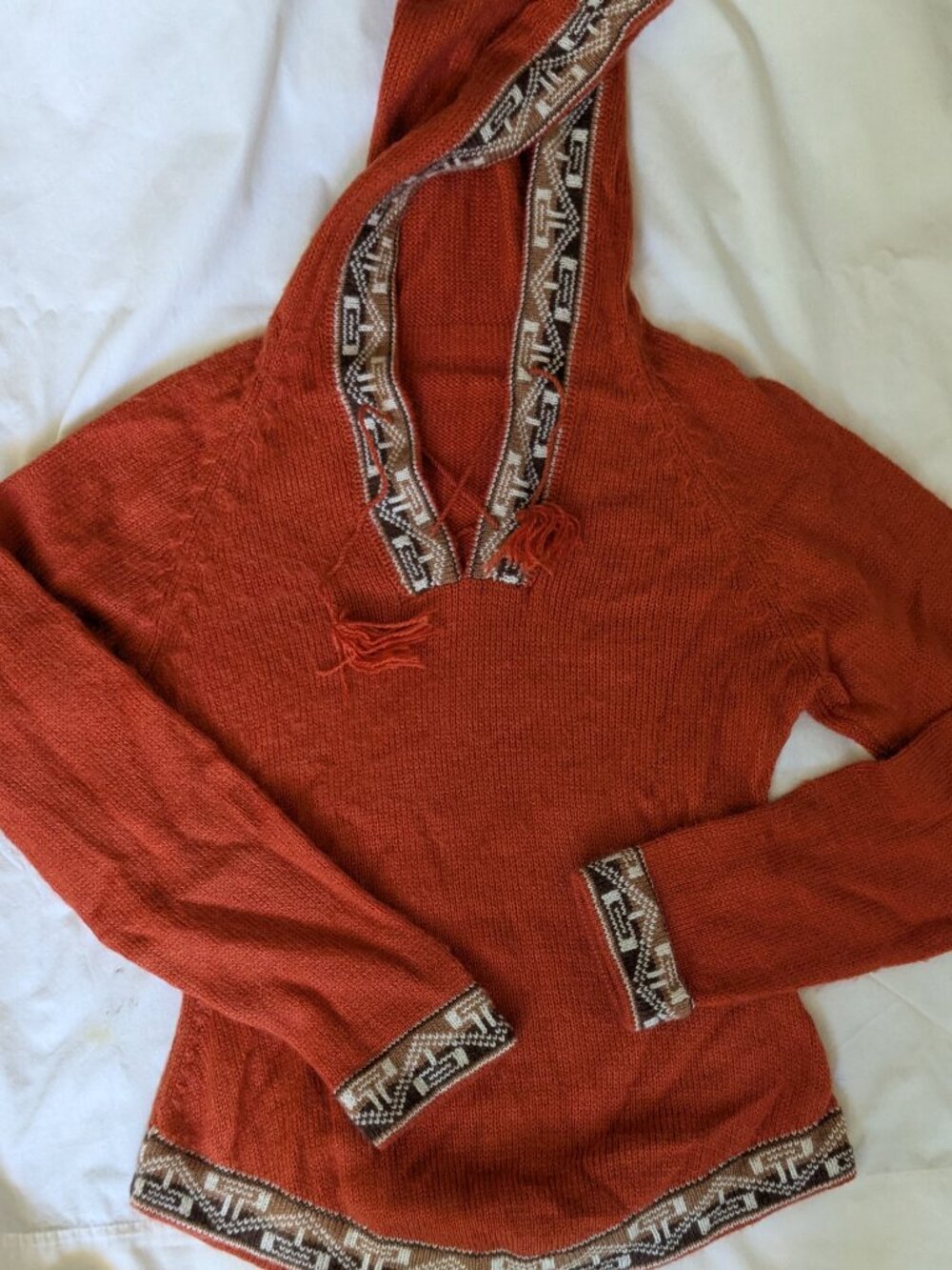 Peruvian 100% Alpaca Hoodie (S) Orange SOFT